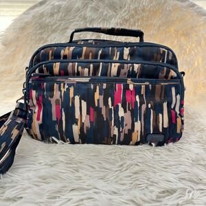 Lug Scoop Crossbody Top Handle Multizip Bag Riverwalk Navy Pattern Lightweight
